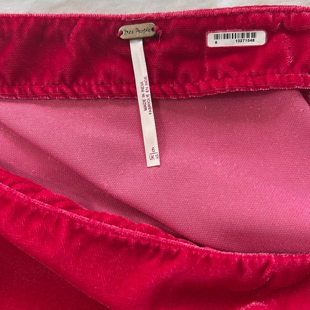 Free People Pink Annalise Mini Skirt Size 6 Pink new without tags Velvet - Picture 5 of 9